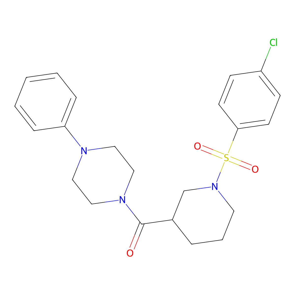 [1-(4-Chlorophenyl)sulfonylpiperidin-3-yl]-(4-phenylpiperazin-1-yl)methanone molecular structure, CAS 524060-63-7