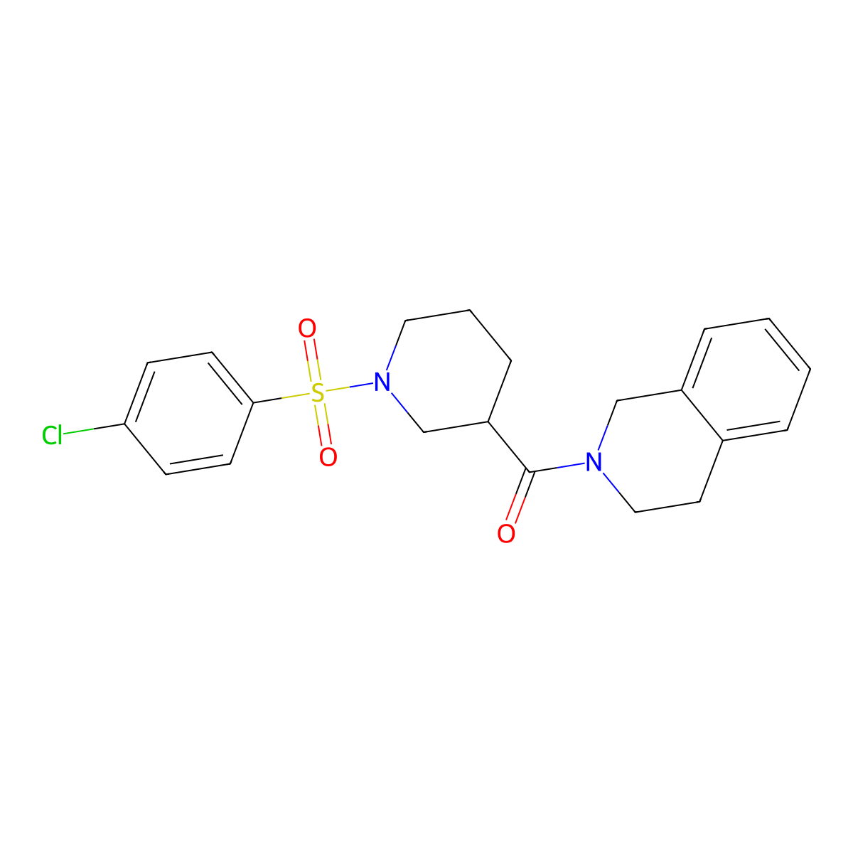 [1-(4-chlorophenyl)sulfonylpiperidin-3-yl]-(3,4-dihydro-1H-isoquinolin-2-yl)methanone molecular structure, CAS 524060-64-8
