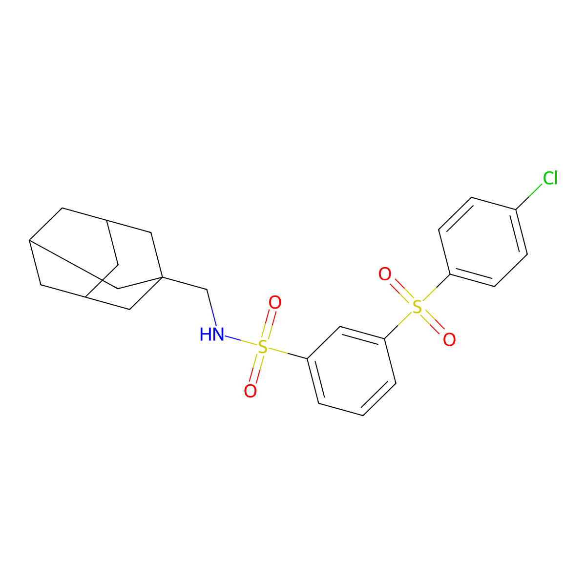 N-(1-adamantylmethyl)-3-[(4-chlorophenyl)sulfonyl]benzenesulfonamide molecular structure, CAS 524061-69-6
