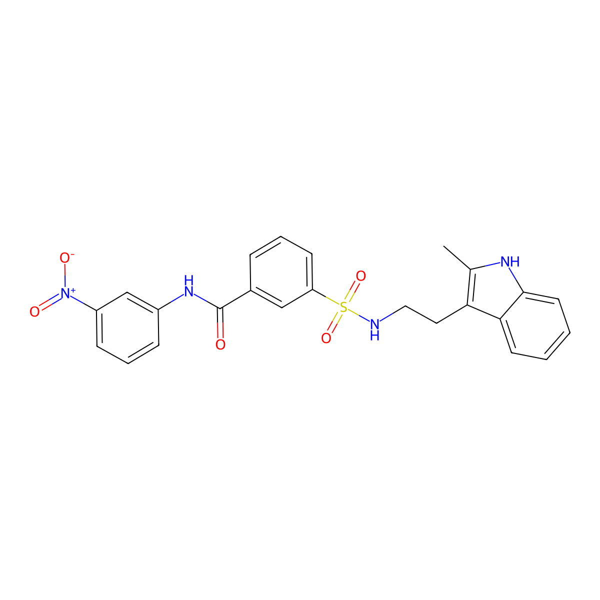 3-[2-(2-methyl-1H-indol-3-yl)ethylsulfamoyl]-N-(3-nitrophenyl)benzamide molecular structure, CAS 524061-80-1