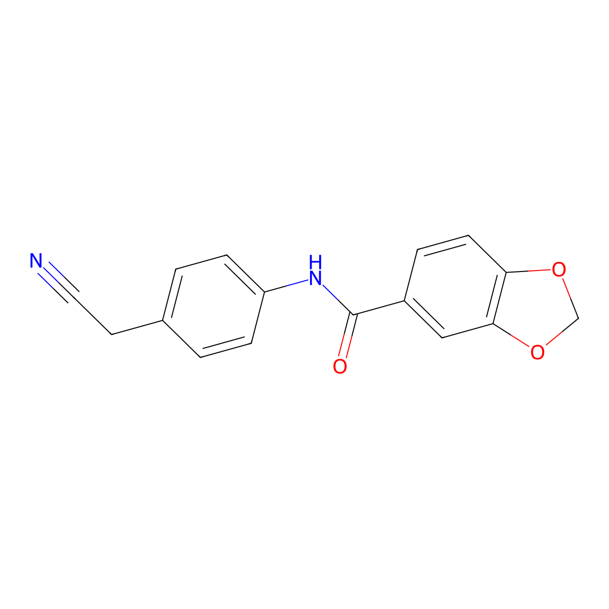 N-[4-(cyanomethyl)phenyl]-1,3-benzodioxole-5-carboxamide molecular structure, CAS 524062-05-3