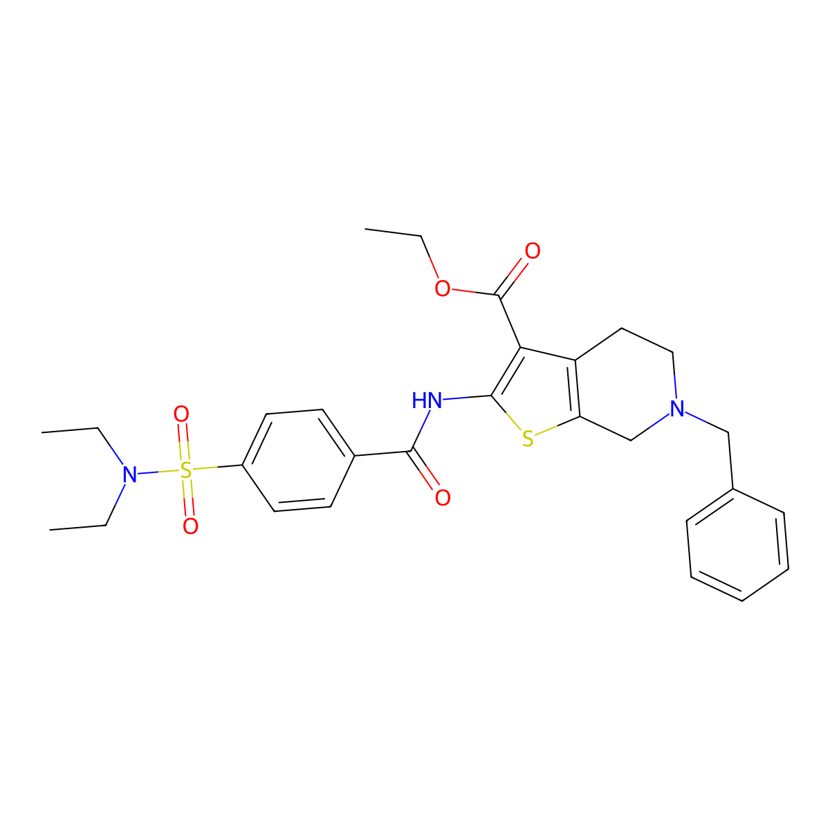 ethyl 6-benzyl-2-(4-(N,N-diethylsulfamoyl)benzamido)-4,5,6,7-tetrahydrothieno[2,3-c]pyridine-3-carboxylate molecular structure, CAS 524063-61-4