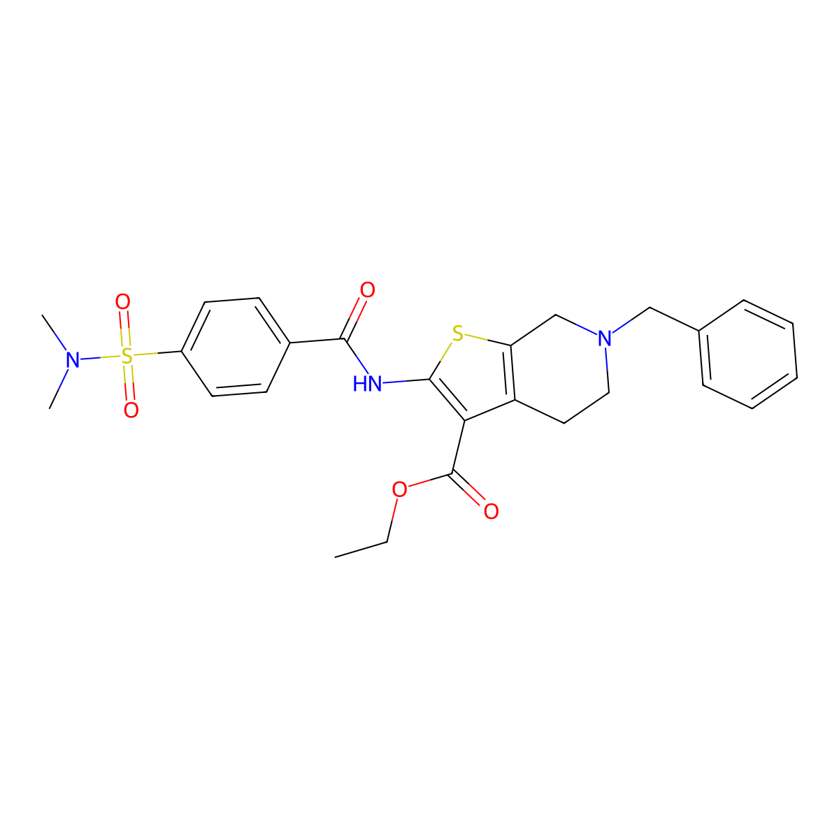 ethyl 6-benzyl-2-[4-(dimethylsulfamoyl)benzamido]-4H,5H,6H,7H-thieno[2,3-c]pyridine-3-carboxylate molecular structure, CAS 524063-62-5