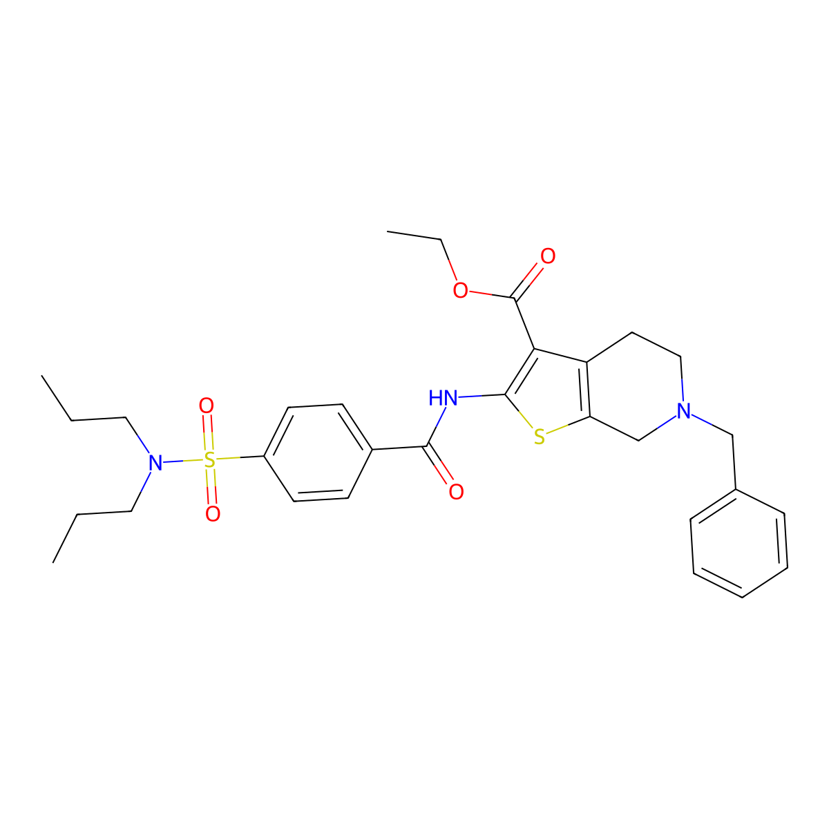 ethyl 6-benzyl-2-[[4-(dipropylsulfamoyl)benzoyl]amino]-5,7-dihydro-4H-thieno[2,3-c]pyridine-3-carboxylate molecular structure, CAS 524063-63-6