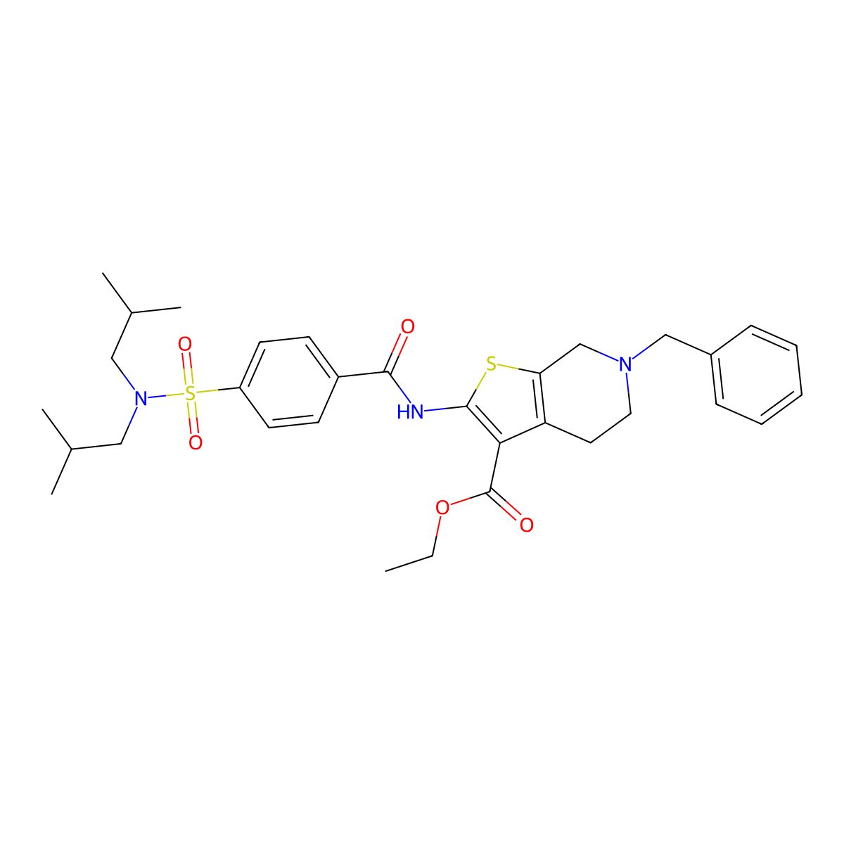 ethyl 6-benzyl-2-(4-(N,N-diisobutylsulfamoyl)benzamido)-4,5,6,7-tetrahydrothieno[2,3-c]pyridine-3-carboxylate molecular structure, CAS 524063-64-7