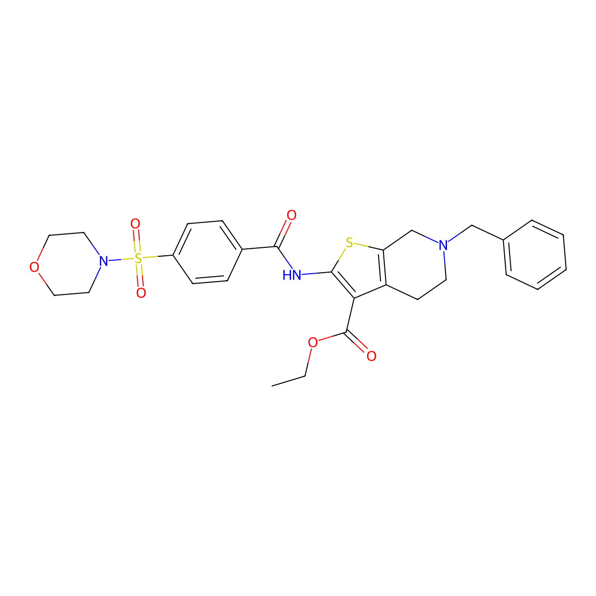Ethyl 6-benzyl-2-(4-(morpholinosulfonyl)benzamido)-4,5,6,7-tetrahydrothieno[2,3-c]pyridine-3-carboxylate molecular structure, CAS 524063-65-8
