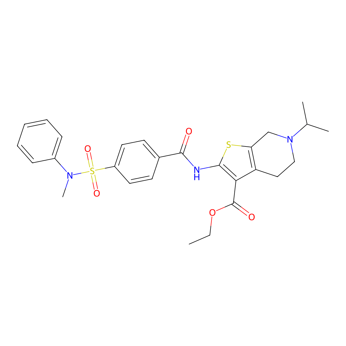 ethyl 6-isopropyl-2-(4-(N-methyl-N-phenylsulfamoyl)benzamido)-4,5,6,7-tetrahydrothieno[2,3-c]pyridine-3-carboxylate molecular structure, CAS 524063-69-2