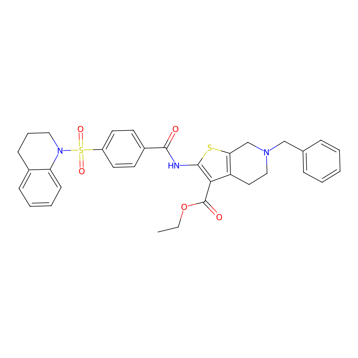 ethyl 6-benzyl-2-(4-((3,4-dihydroquinolin-1(2H)-yl)sulfonyl)benzamido)-4,5,6,7-tetrahydrothieno[2,3-c]pyridine-3-carboxylate molecular structure, CAS 524063-78-3
