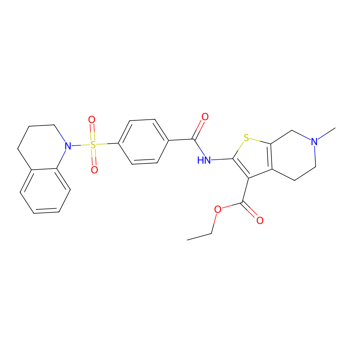 ethyl 2-(4-((3,4-dihydroquinolin-1(2H)-yl)sulfonyl)benzamido)-6-methyl-4,5,6,7-tetrahydrothieno[2,3-c]pyridine-3-carboxylate molecular structure, CAS 524063-79-4