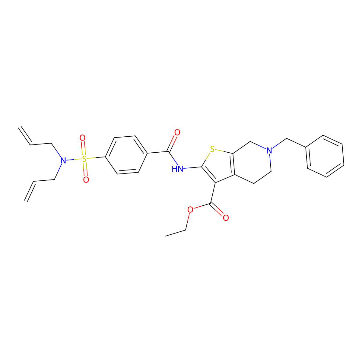 ethyl 6-benzyl-2-(4-(N,N-diallylsulfamoyl)benzamido)-4,5,6,7-tetrahydrothieno[2,3-c]pyridine-3-carboxylate molecular structure, CAS 524063-80-7