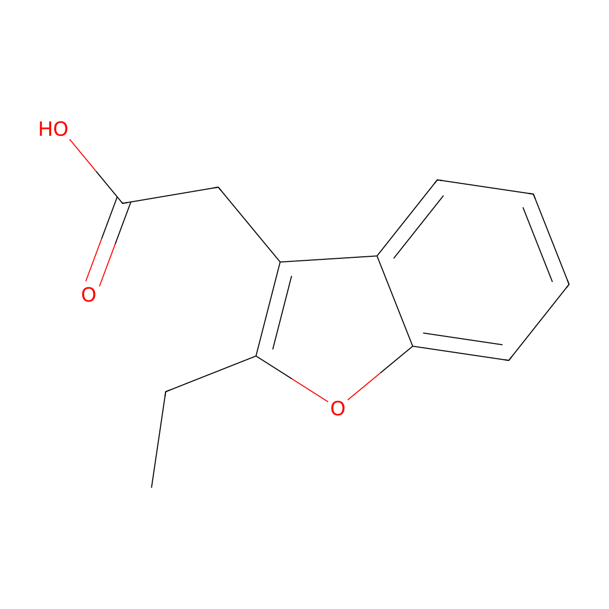 2-Ethyl-3-benzofuranacetic acid molecular structure, CAS 52407-48-4