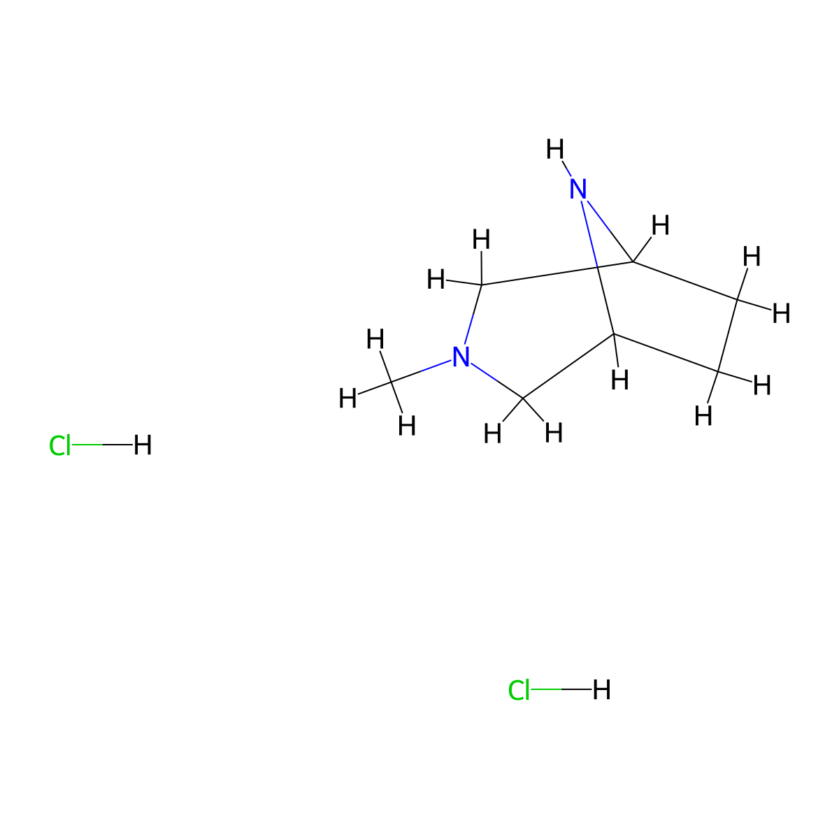 3-Methyl-3,8-diazabicyclo(3.2.1)octane--hydrogen chloride (1/2) molecular structure, CAS 52407-92-8