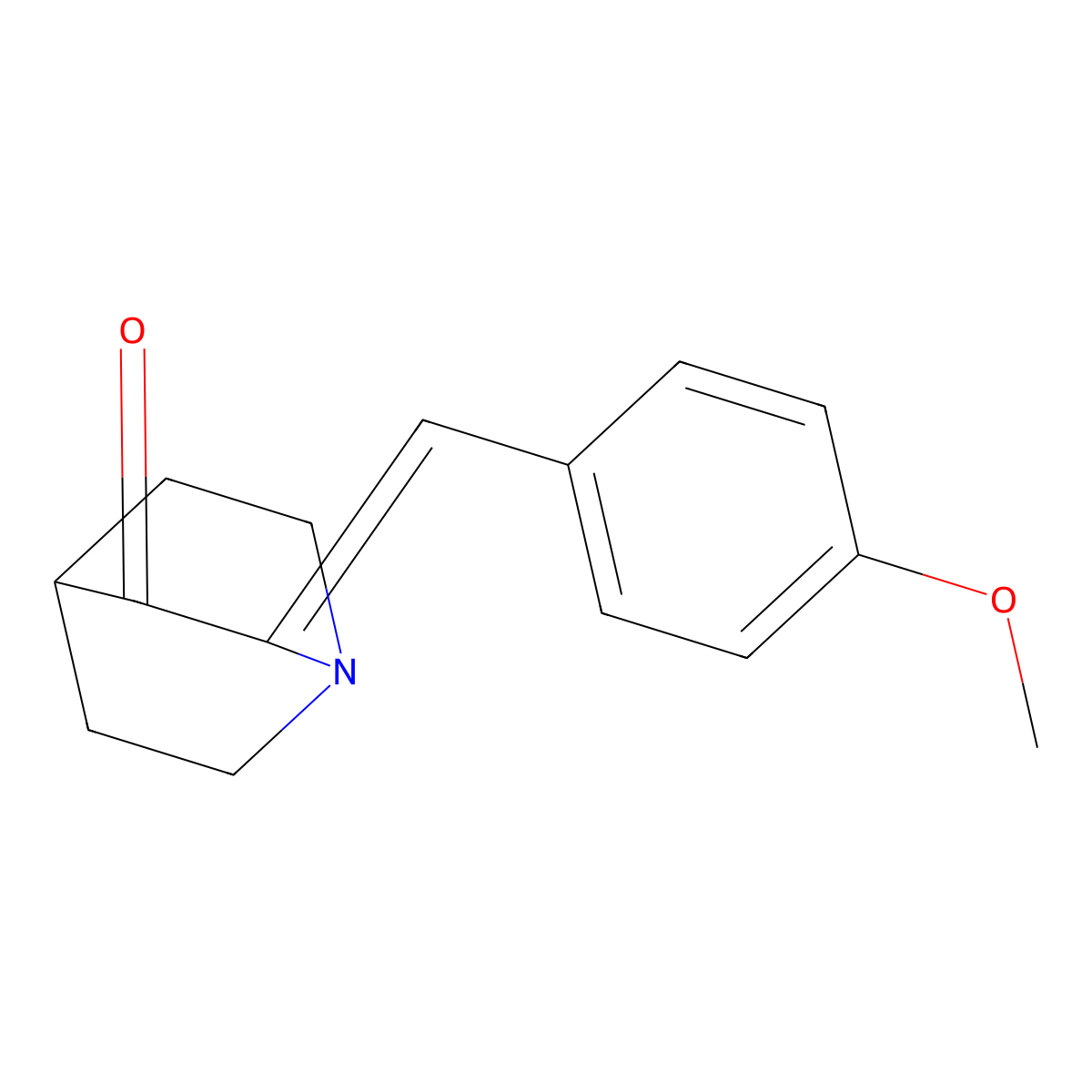 1-Azabicyclo[2.2.2]octan-3-one, 2-[(4-methoxyphenyl)methylene]- molecular structure, CAS 52407-93-9