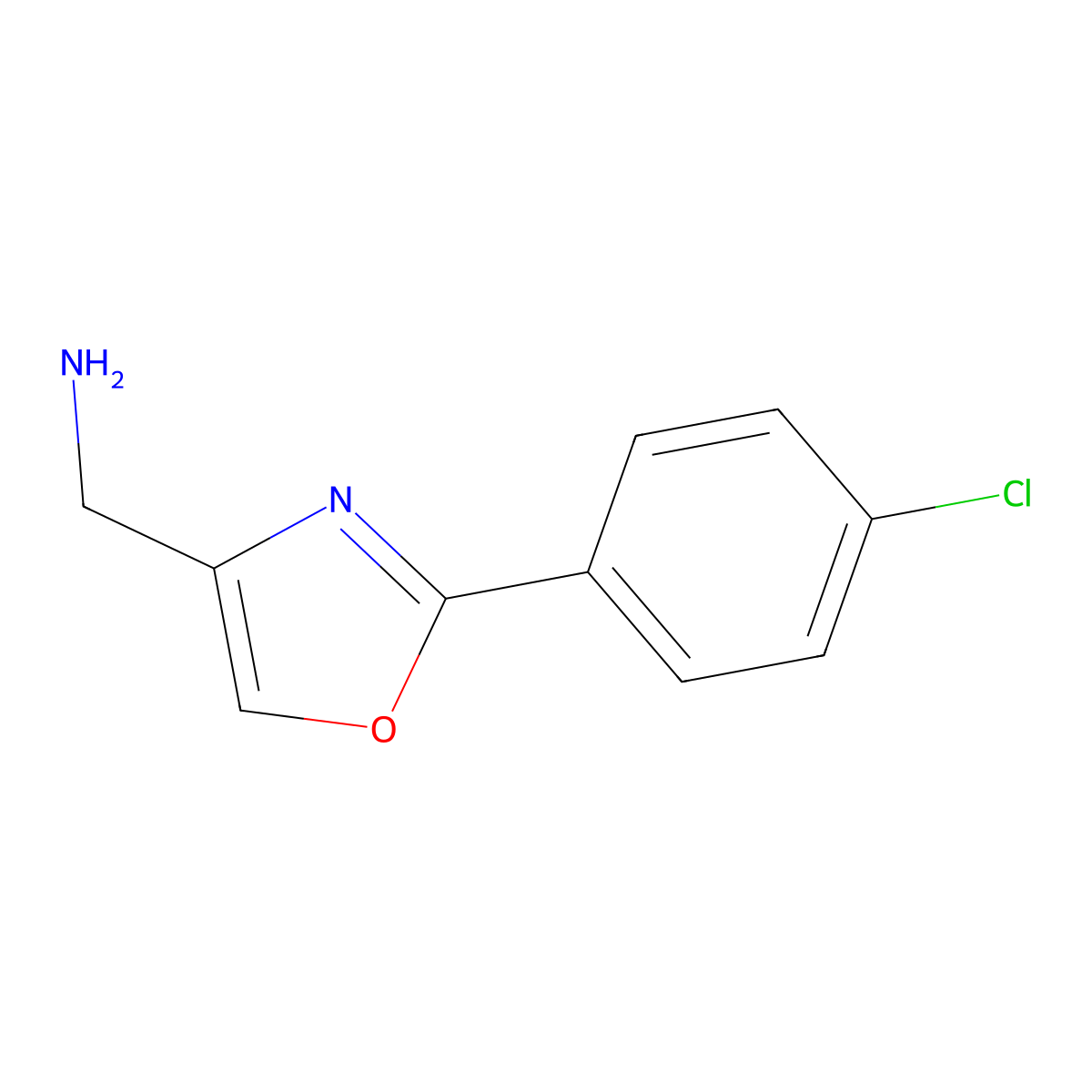 (2-(4-Chlorophenyl)oxazol-4-YL)methanamine molecular structure, CAS 524070-34-6