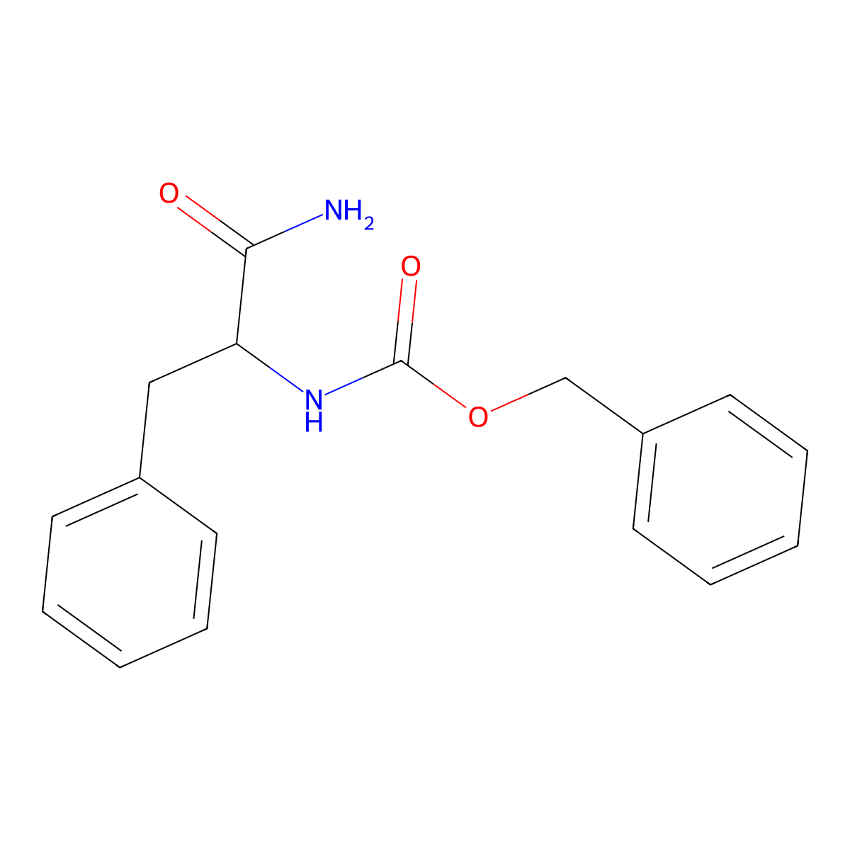 (R)-Benzyl (1-amino-1-oxo-3-phenylpropan-2-yl)carbamate molecular structure, CAS 5241-56-5