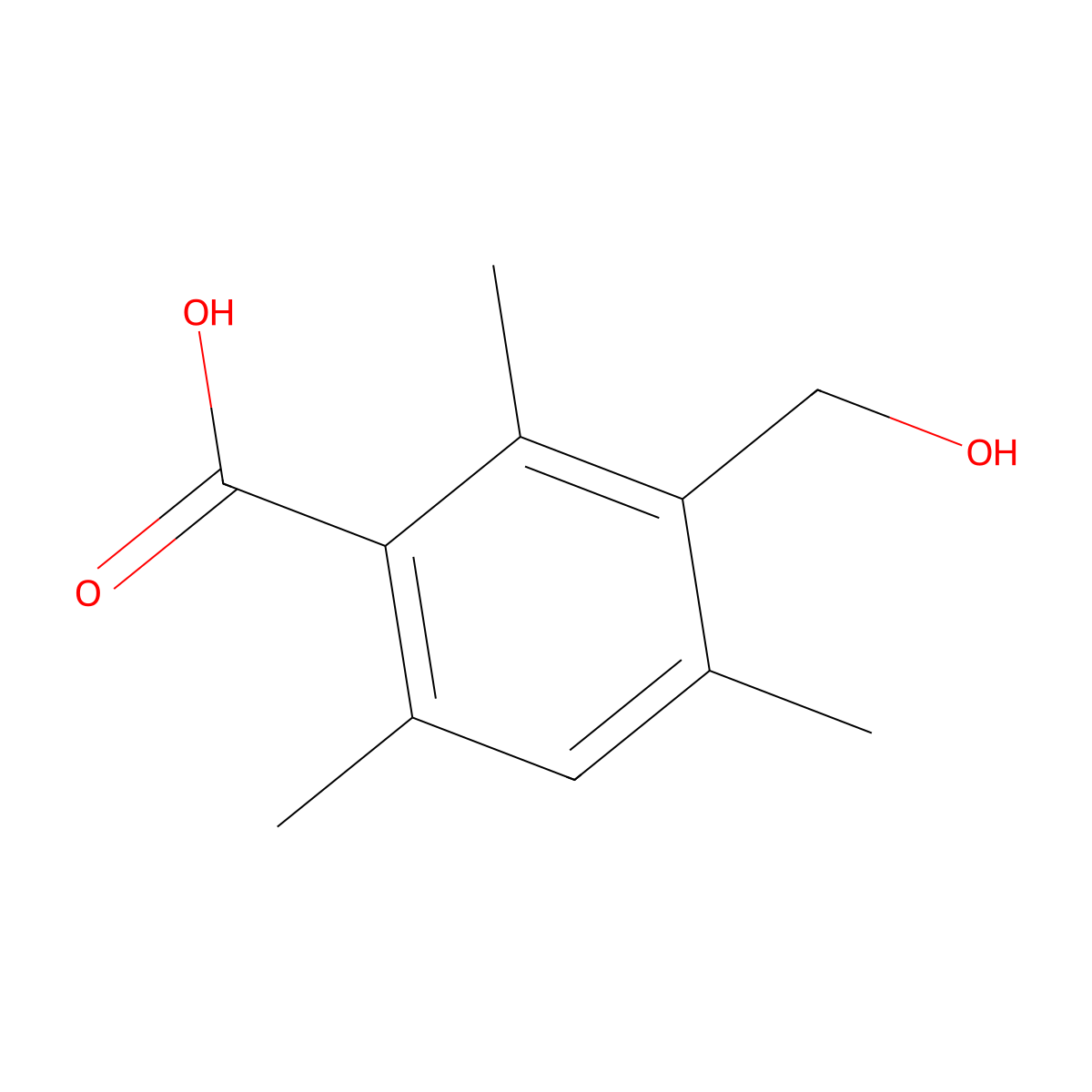3-(Hydroxymethyl)-2,4,6-trimethylbenzoic acid molecular structure, CAS 52411-51-5