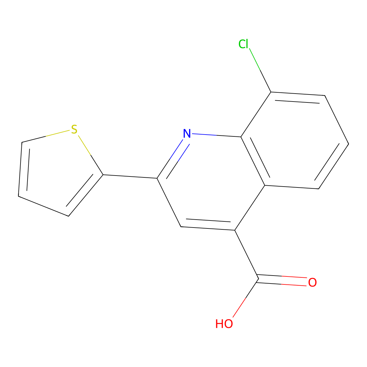 8-Chloro-2-(thiophen-2-yl)quinoline-4-carboxylic acid molecular structure, CAS 52413-56-6