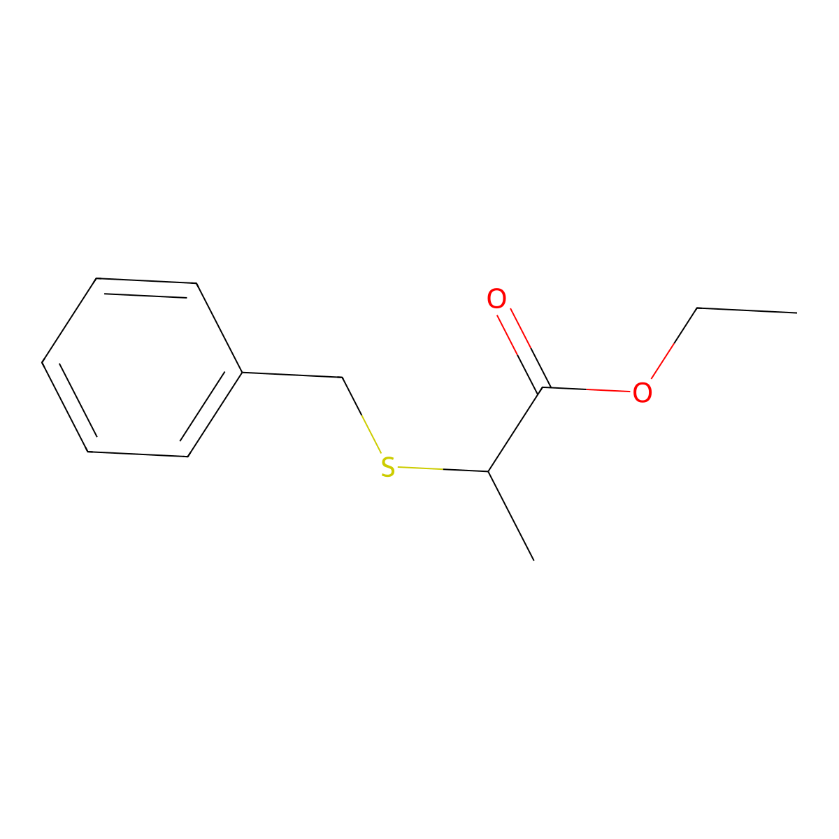 Ethyl 2-(benzylsulfanyl)propanoate molecular structure, CAS 52414-72-9