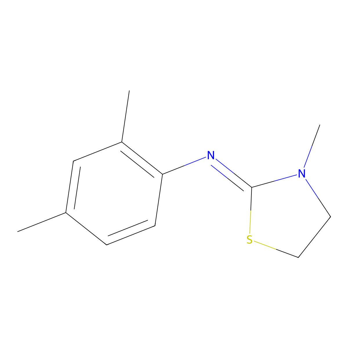(2Z)-N-(2,4-Dimethylphenyl)-3-methyl-1,3-thiazolidin-2-imine molecular structure, CAS 52419-97-3