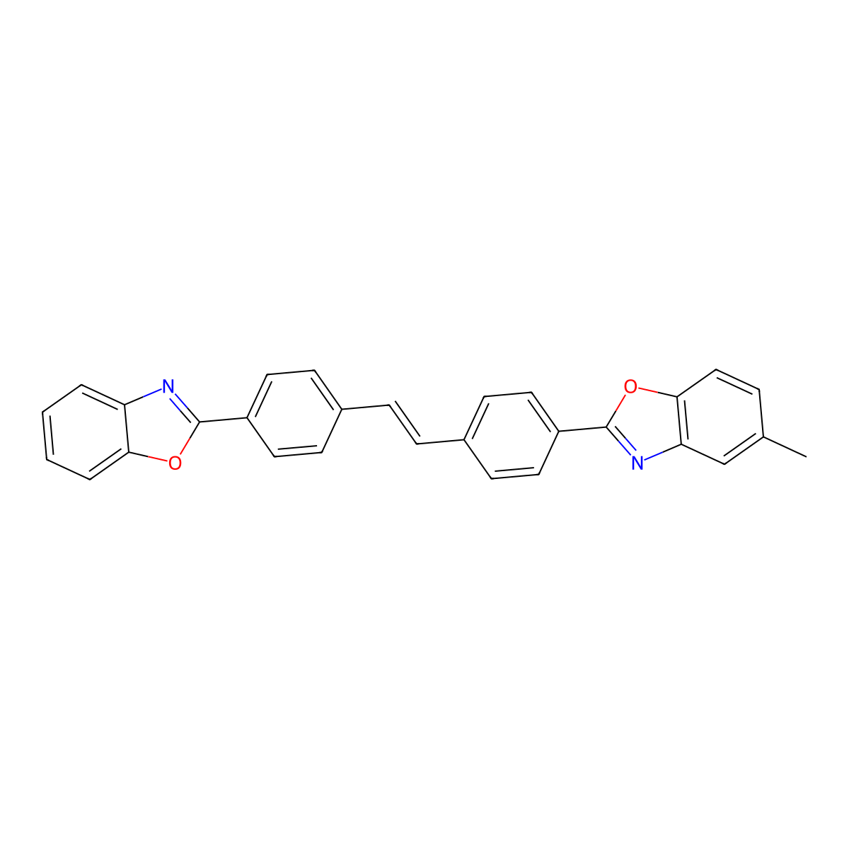 Benzoxazole, 2-(4-(2-(4-(2-benzoxazolyl)phenyl)ethenyl)phenyl)-5-methyl- molecular structure, CAS 5242-49-9