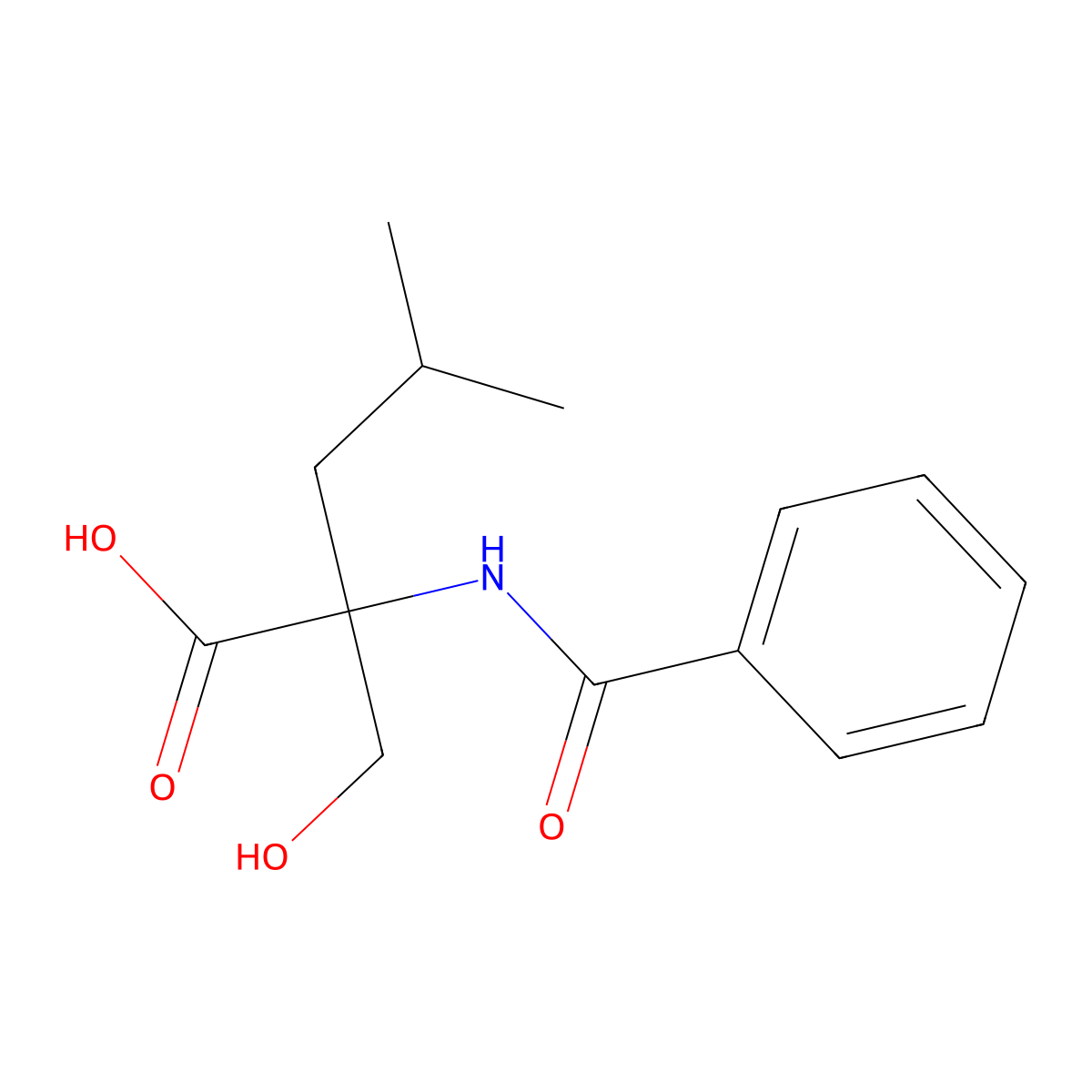 2-(Hydroxymethyl)-4-methyl-2-(phenylcarbonylamino)pentanoic acid molecular structure, CAS 52421-47-3