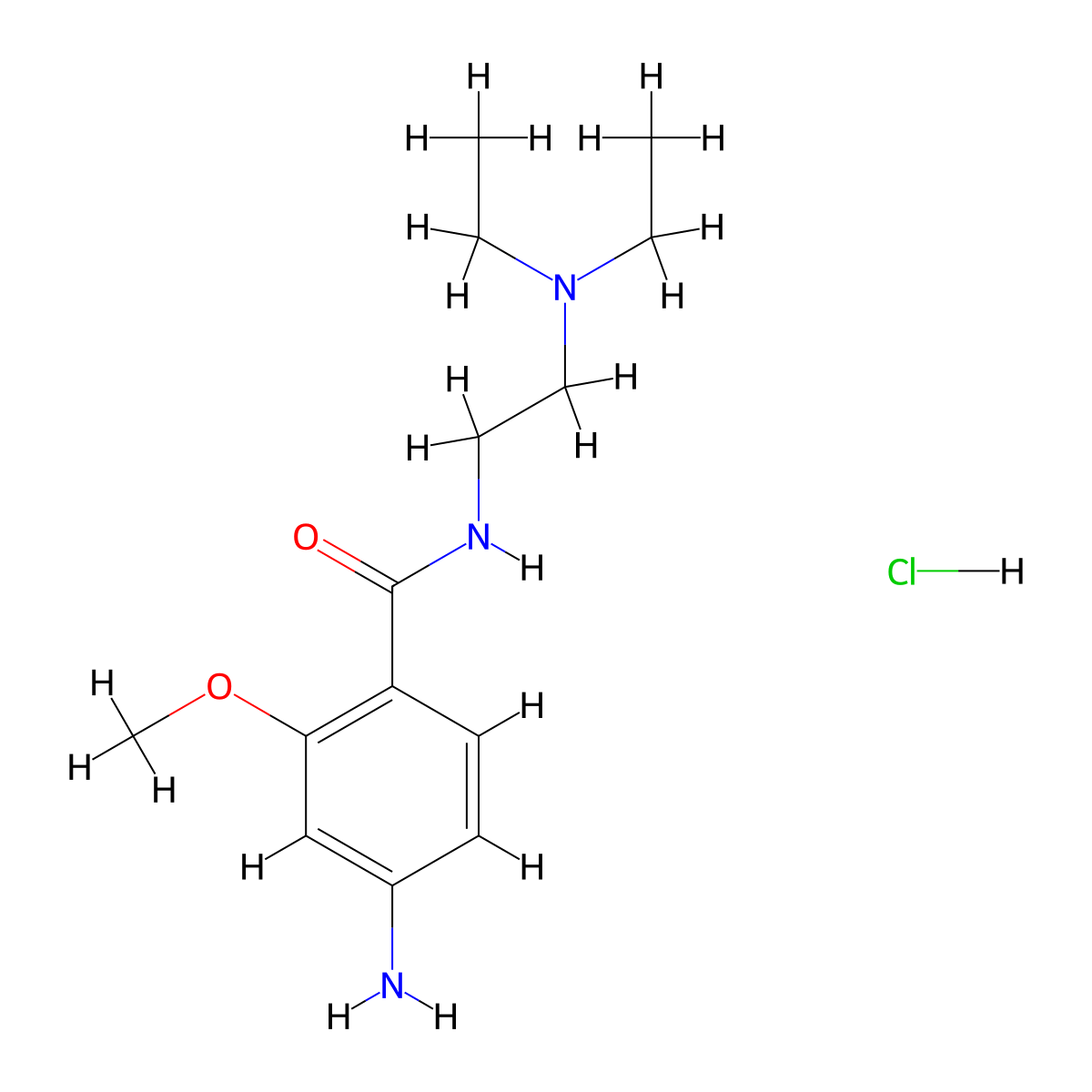 4-amino-N-[2-(diethylamino)ethyl]-2-methoxybenzamide hydrochloride molecular structure, CAS 52423-58-2