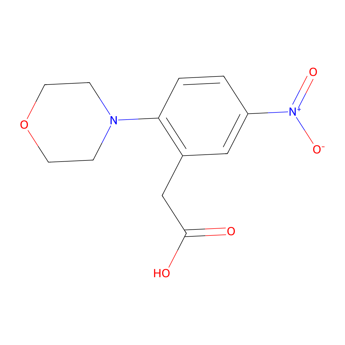 (2-Morpholin-4-yl-5-nitro-phenyl)-acetic acid molecular structure, CAS 52427-07-3