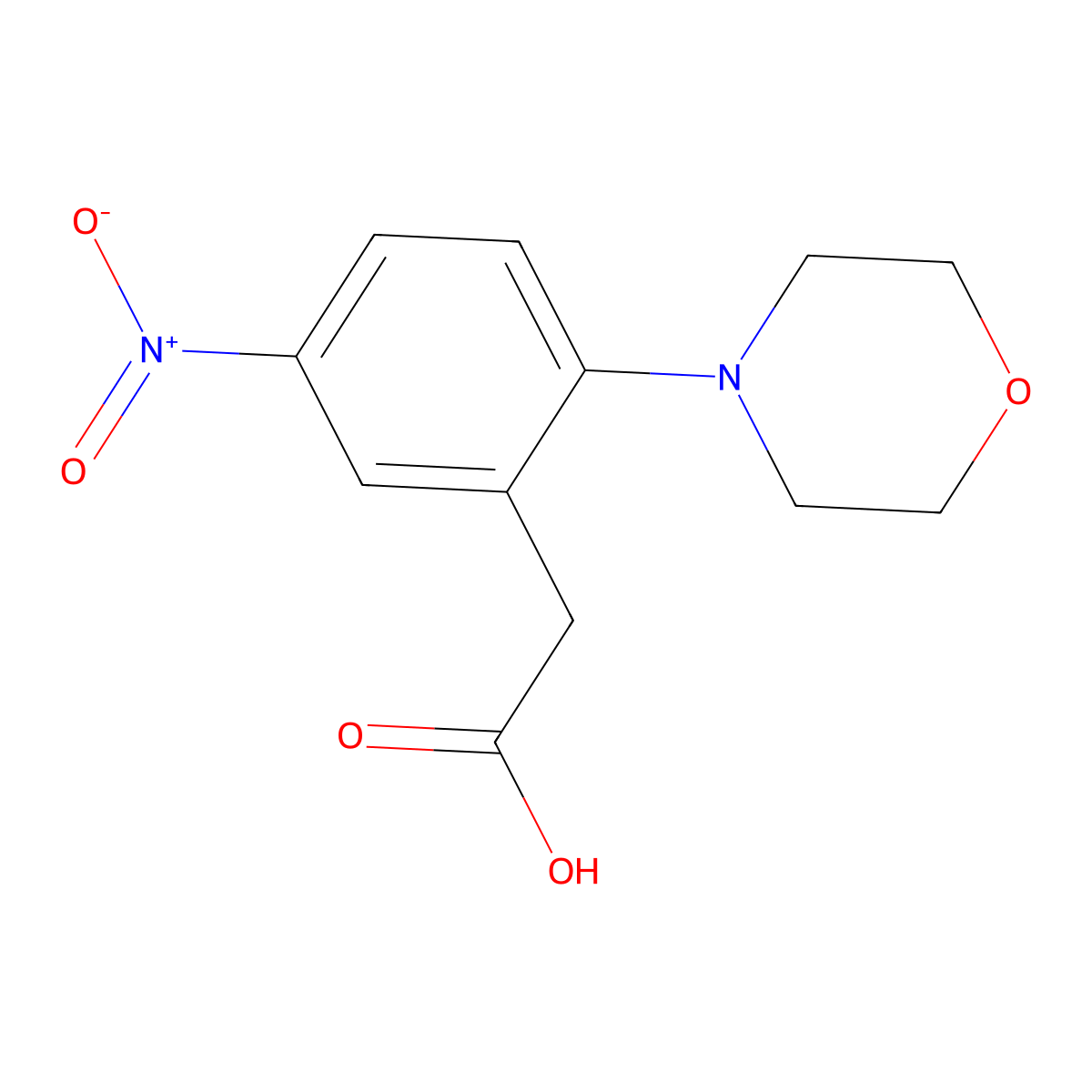 (2-Morpholin-4-yl-5-nitro-phenyl)-acetic acid molecular structure, CAS 52427-07-3