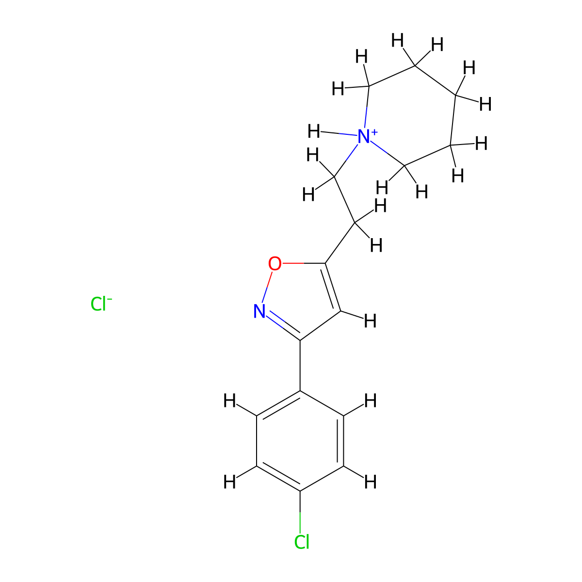 Isoxazole, 3-(p-chlorophenyl)-5-(2-piperidinoethyl)-, hydrochloride molecular structure, CAS 5243-94-7