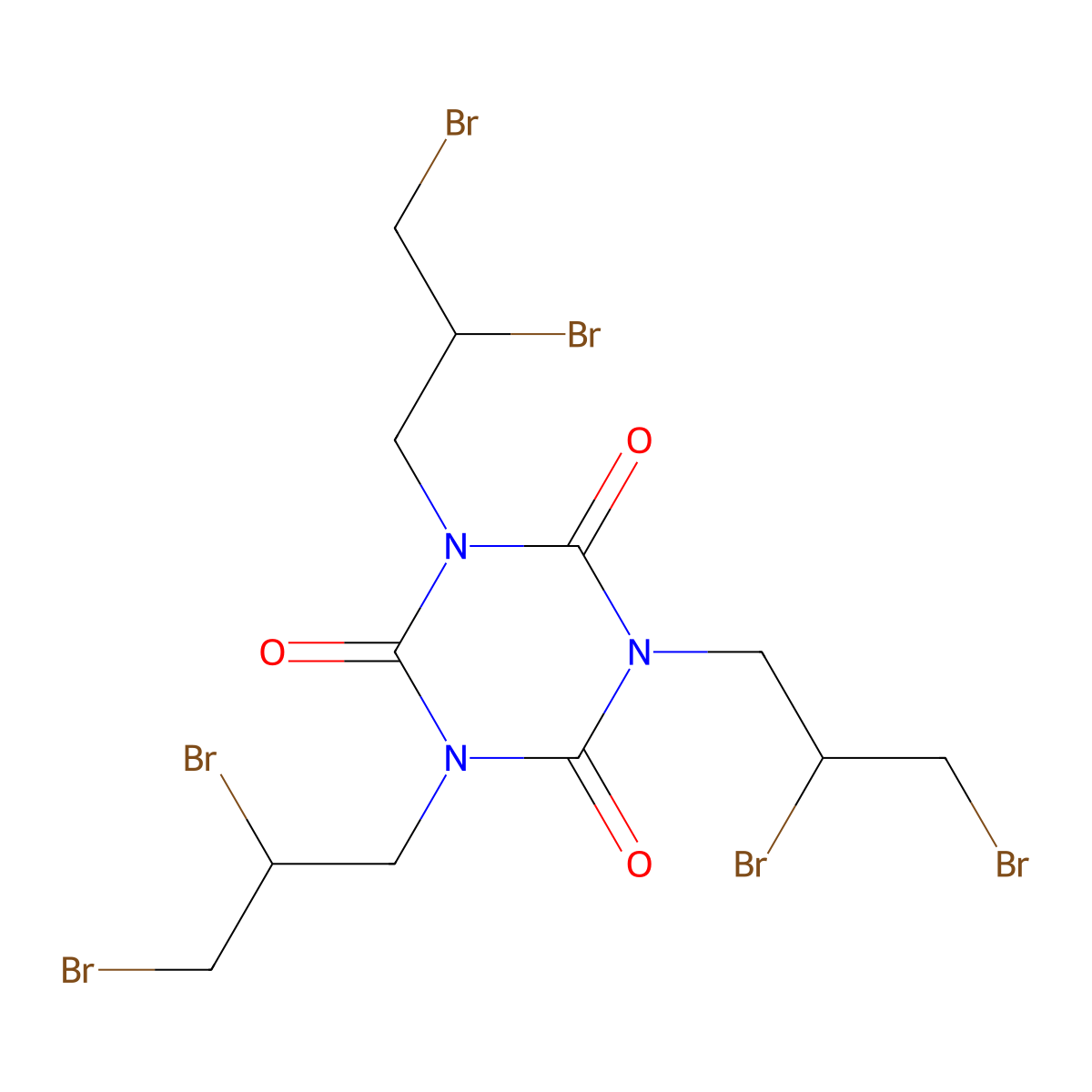 Tris(2,3-dibromopropyl) isocyanurate molecular structure, CAS 52434-90-9