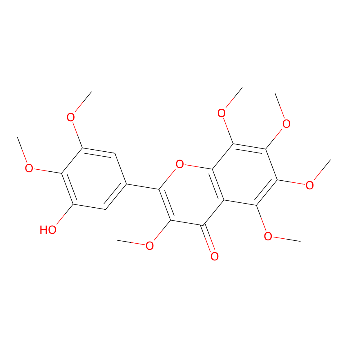 3'-Hydroxy-3,5,6,7,8,4',5'-heptamethoxyflavone molecular structure, CAS 5244-28-0