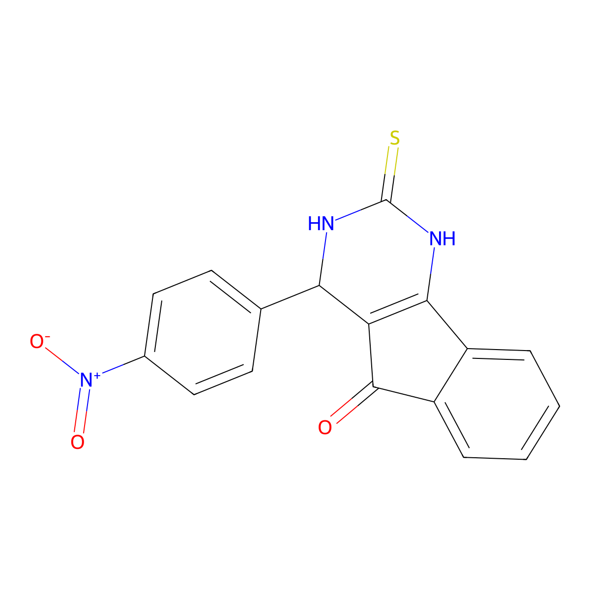 4-(4-nitrophenyl)-2-sulfanylidene-3,4-dihydro-1H-indeno[1,2-d]pyrimidin-5-one molecular structure, CAS 5244-39-3