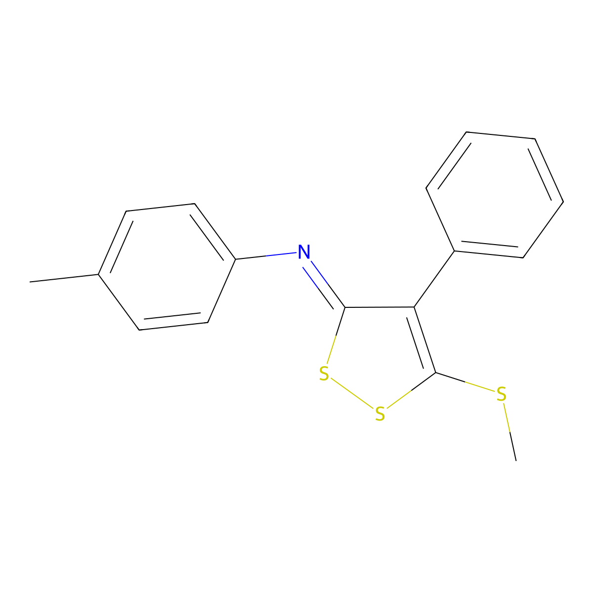 N-(4-methylphenyl)-5-methylsulfanyl-4-phenyldithiol-3-imine molecular structure, CAS 52444-77-6
