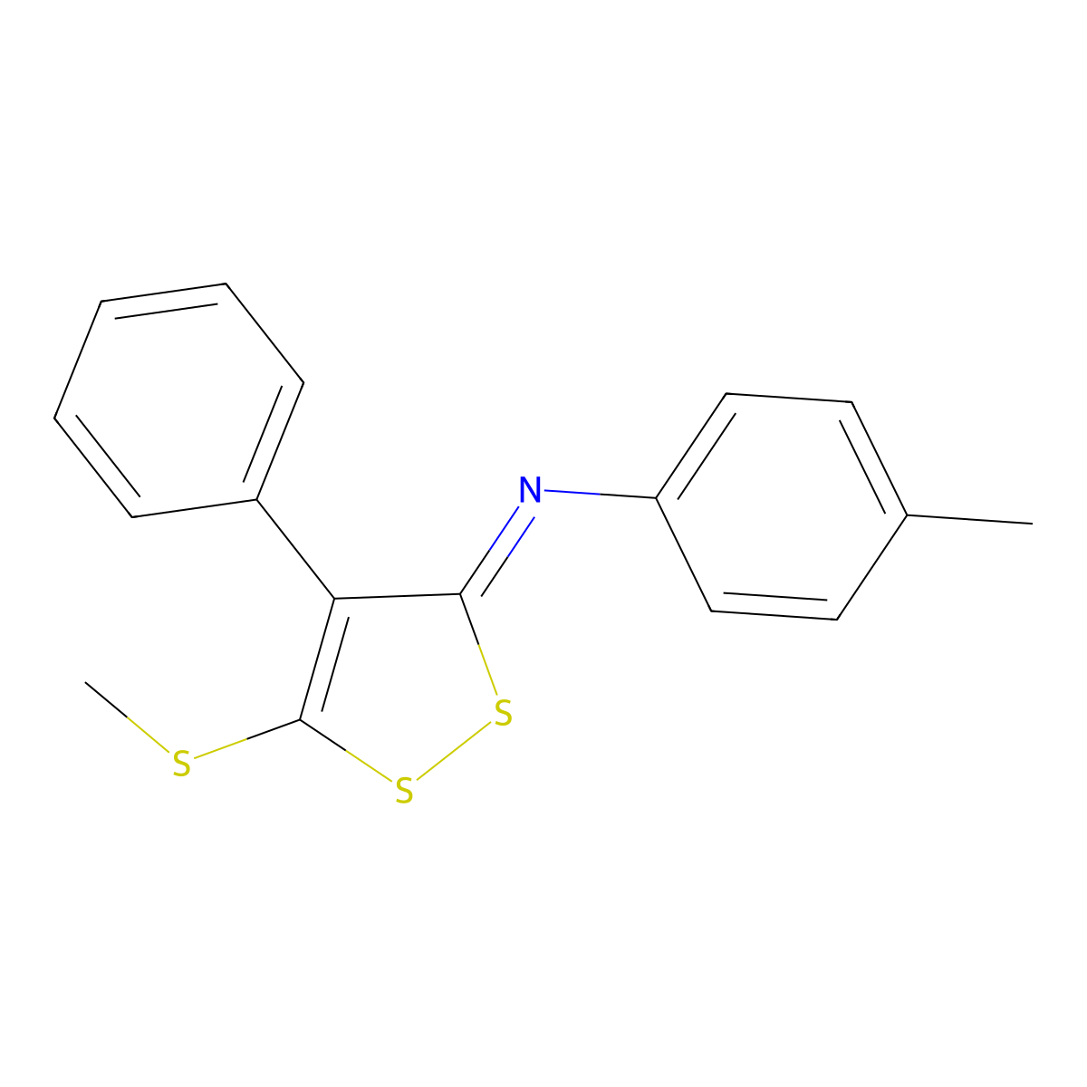 N-(4-methylphenyl)-5-methylsulfanyl-4-phenyldithiol-3-imine molecular structure, CAS 52444-77-6