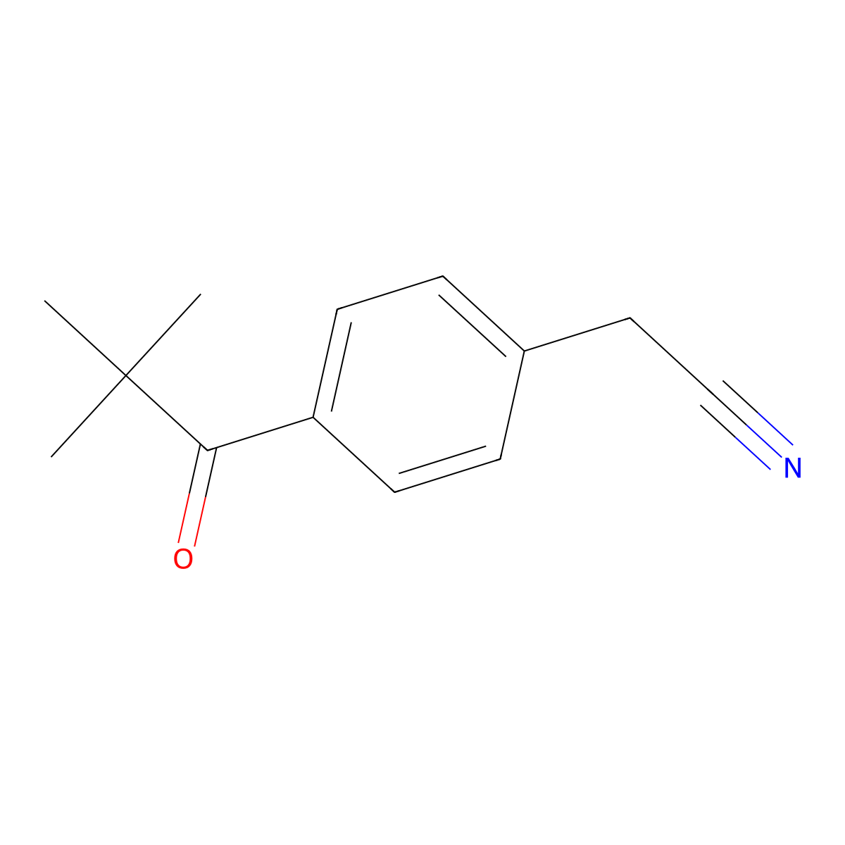 Benzeneacetonitrile, 4-(2,2-dimethyl-1-oxopropyl)- molecular structure, CAS 52449-33-9