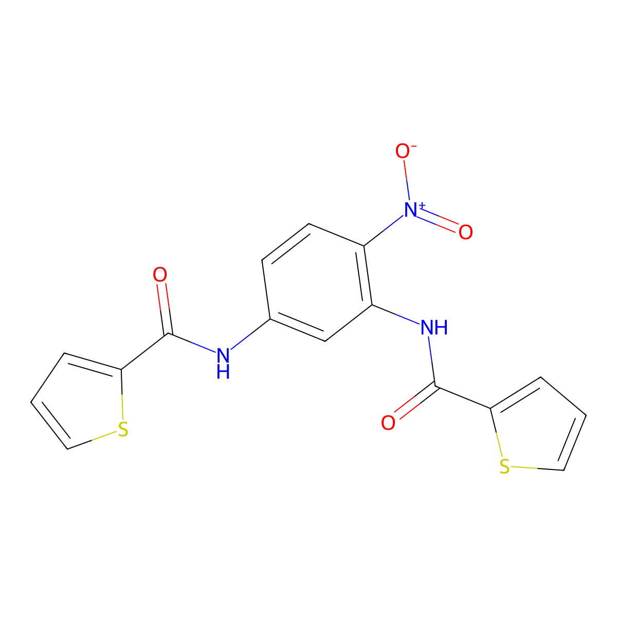 N-[2-Nitro-5-(thiophene-2-carbonylamino)phenyl]thiophene-2-carboxamide molecular structure, CAS 5245-72-7