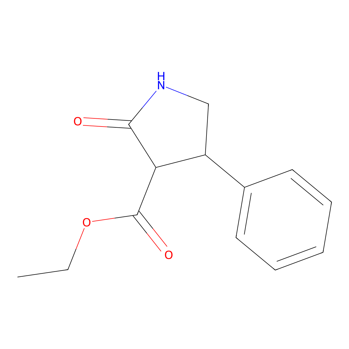 Ethyl 2-oxo-4-phenylpyrrolidine-3-carboxylate molecular structure, CAS 52450-32-5