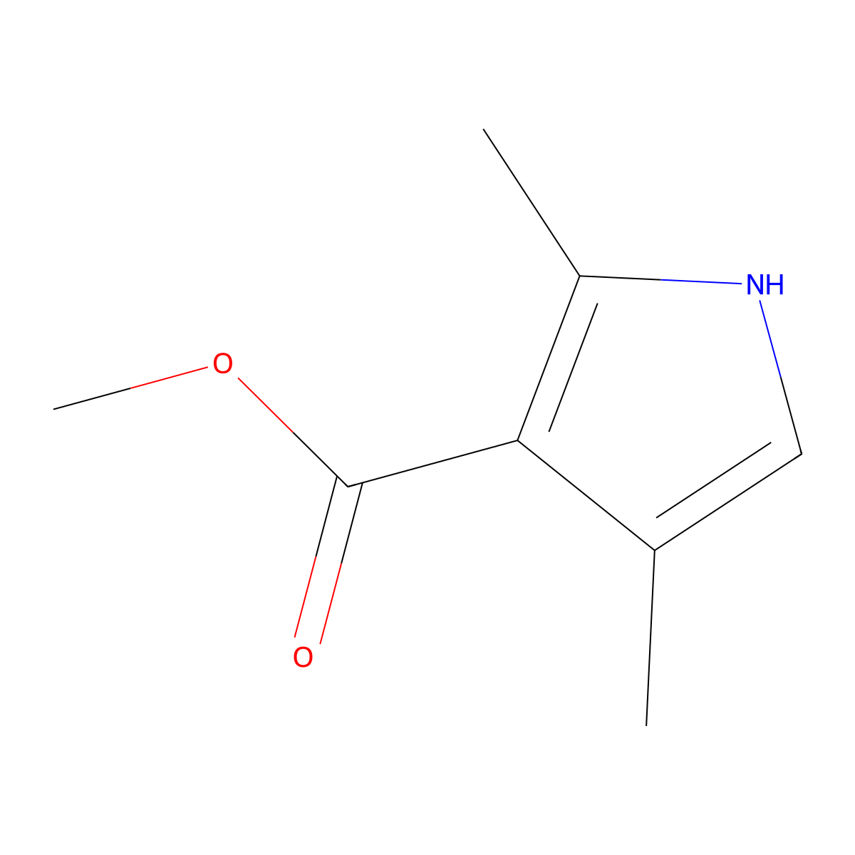 1H-Pyrrole-3-carboxylic acid, 2,4-dimethyl-, methyl ester molecular structure, CAS 52459-90-2