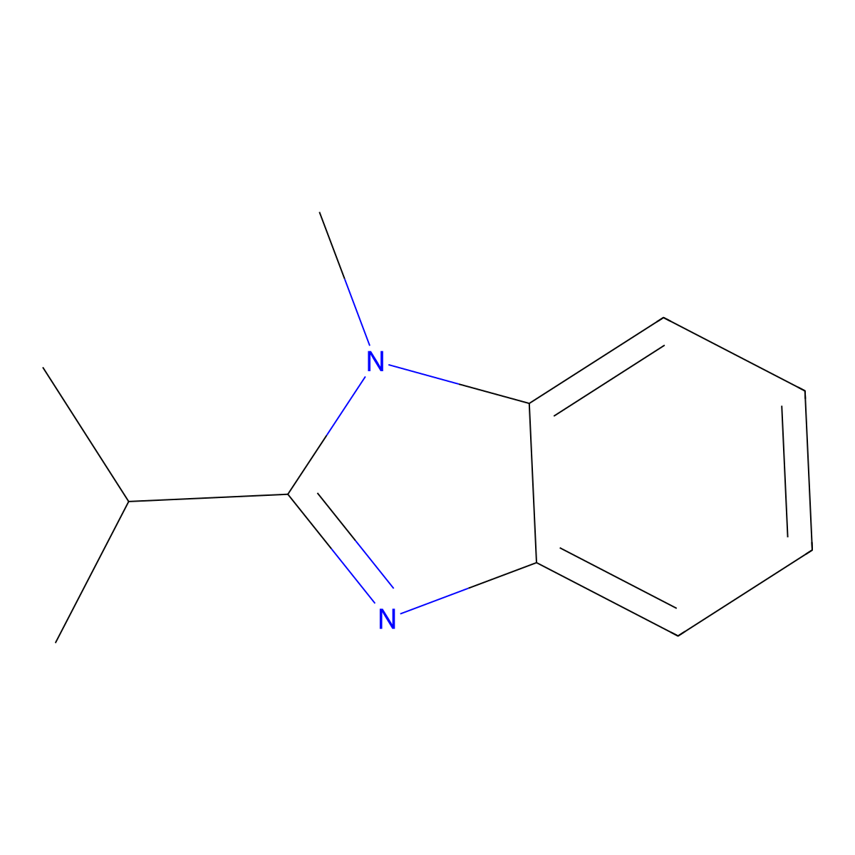 1-methyl-2-(propan-2-yl)-1H-1,3-benzodiazole molecular structure, CAS 52460-28-3
