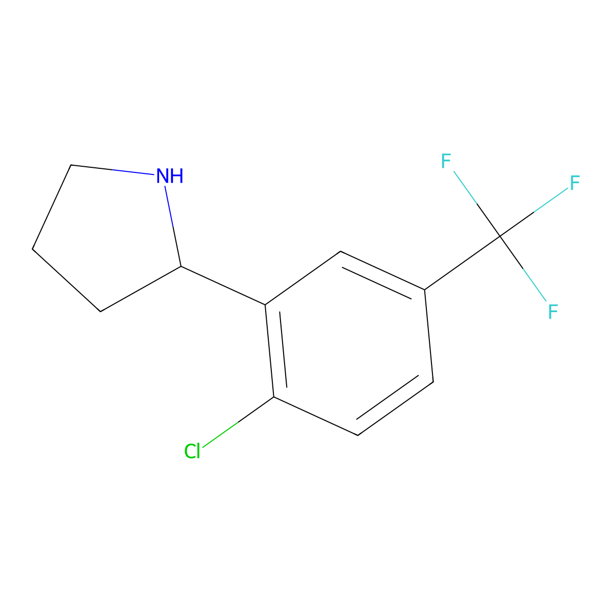 2-[2-Chloro-5-(trifluoromethyl)phenyl]pyrrolidine molecular structure, CAS 524674-07-5