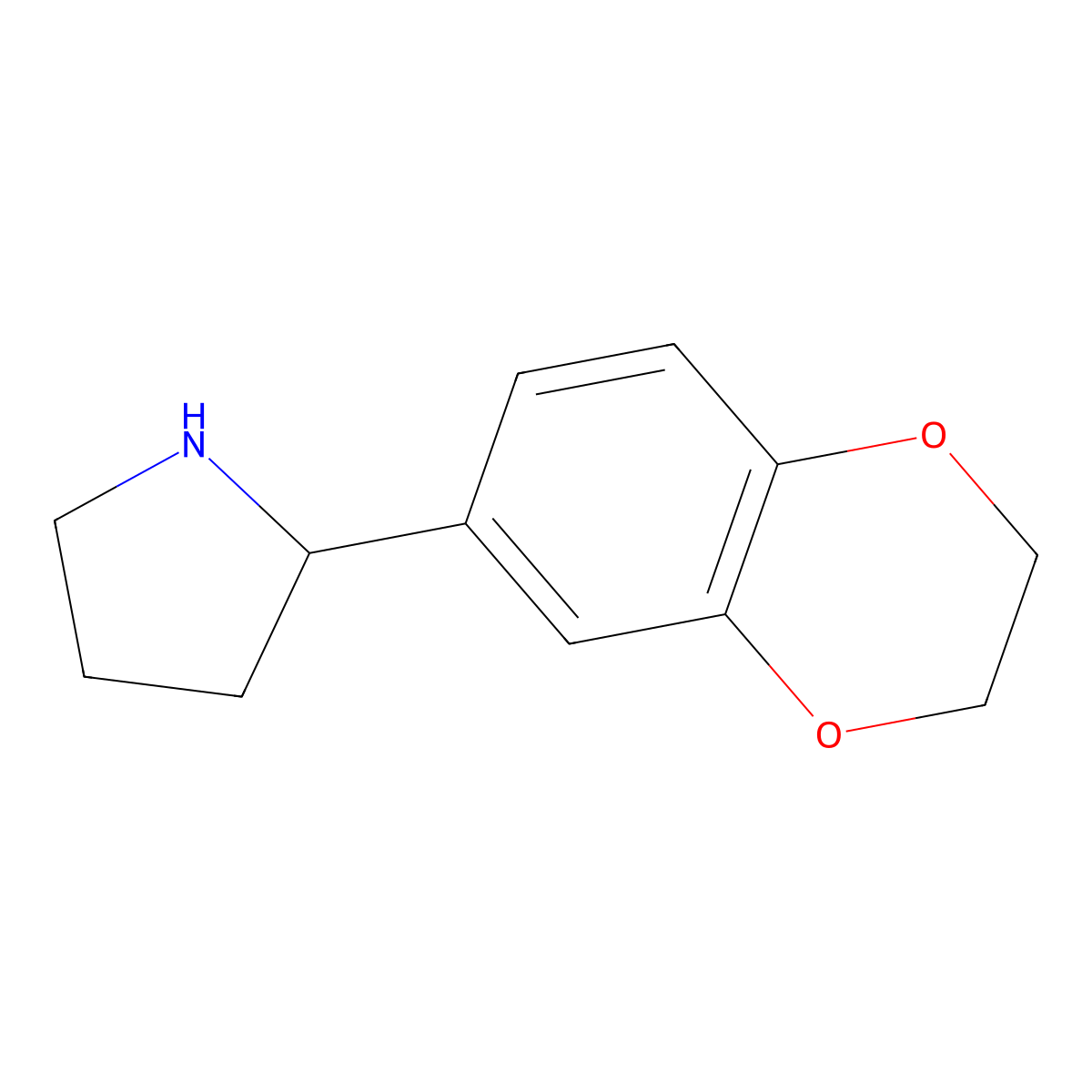 2-(2,3-Dihydro-1,4-benzodioxin-6-yl)pyrrolidine molecular structure, CAS 524674-08-6