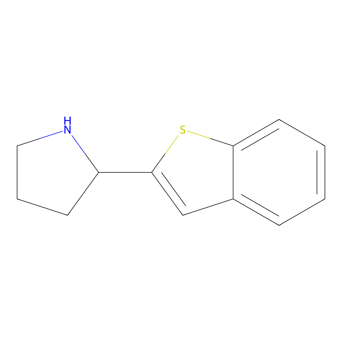 2-(1-Benzothien-2-yl)pyrrolidine molecular structure, CAS 524674-18-8