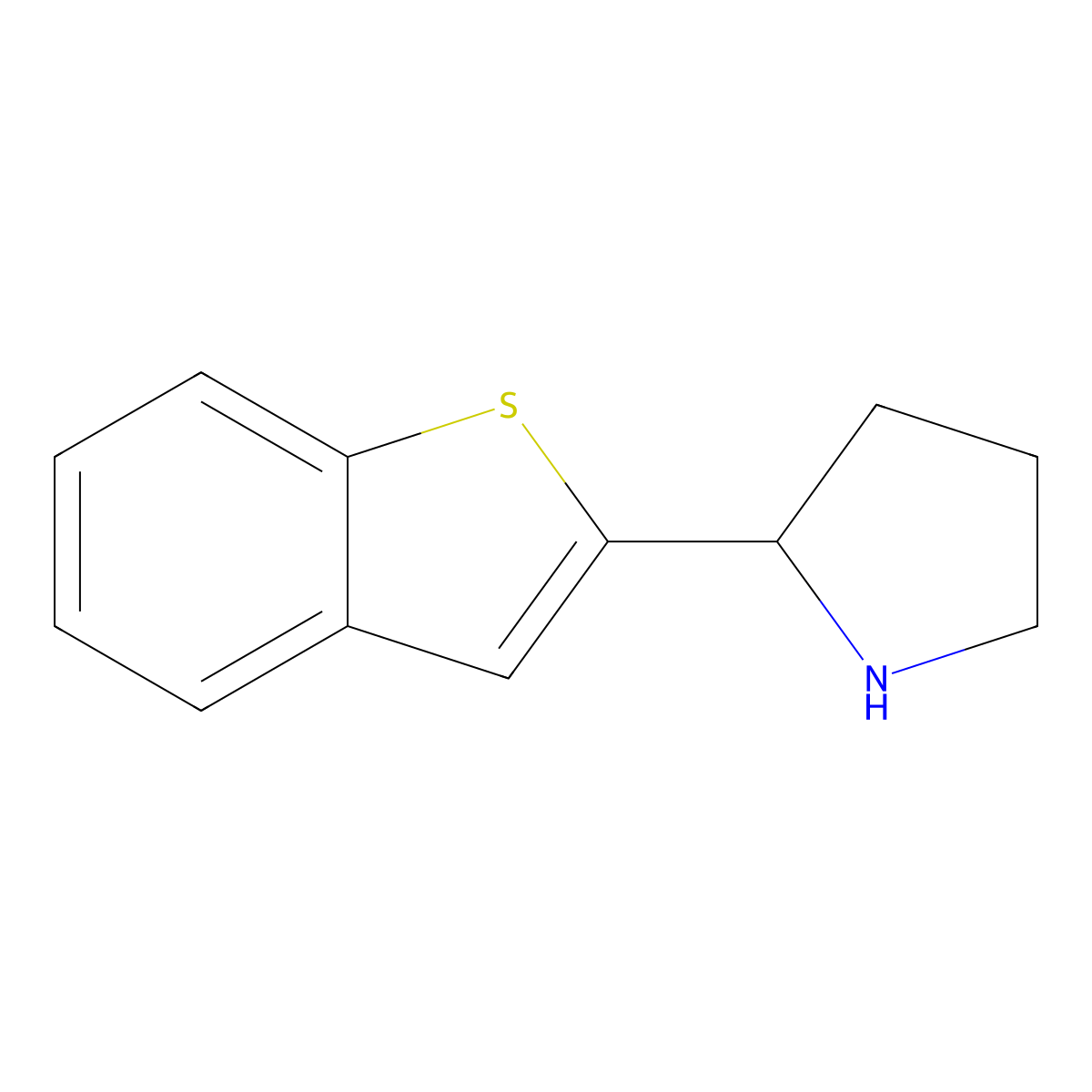 2-(1-Benzothien-2-yl)pyrrolidine molecular structure, CAS 524674-18-8