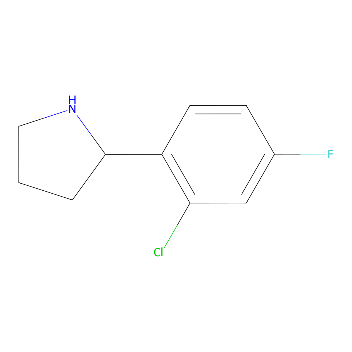 2-(2-Chloro-4-fluorophenyl)pyrrolidine molecular structure, CAS 524674-22-4