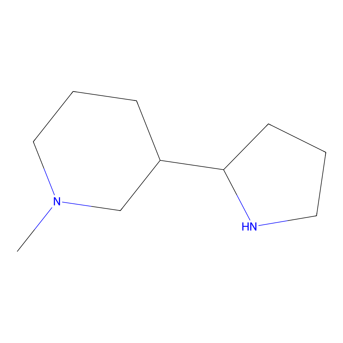 1-Methyl-3-(pyrrolidin-2-yl)piperidine molecular structure, CAS 524674-30-4