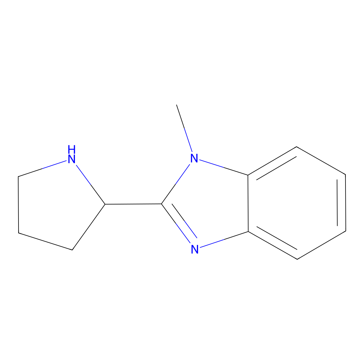 1-Methyl-2-pyrrolidin-2-ylbenzimidazole molecular structure, CAS 524674-38-2