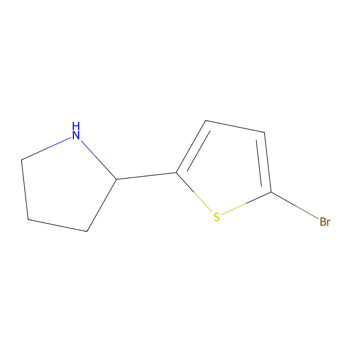 2-(5-Bromothiophen-2-yl)pyrrolidine molecular structure, CAS 524674-43-9