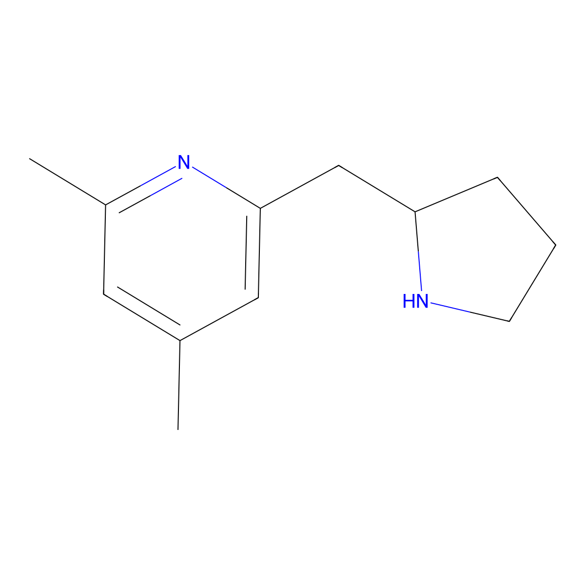 2,4-Dimethyl-6-(2-pyrrolidinylmethyl)pyridine molecular structure, CAS 524674-46-2