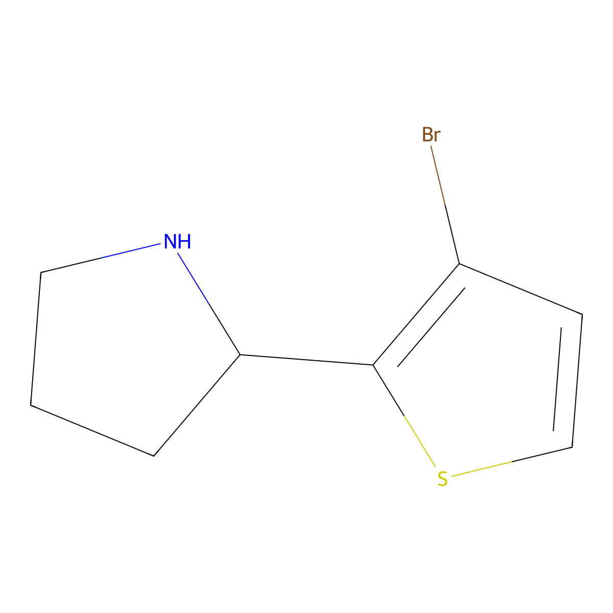 2-(3-Bromothiophen-2-yl)pyrrolidine molecular structure, CAS 524674-52-0