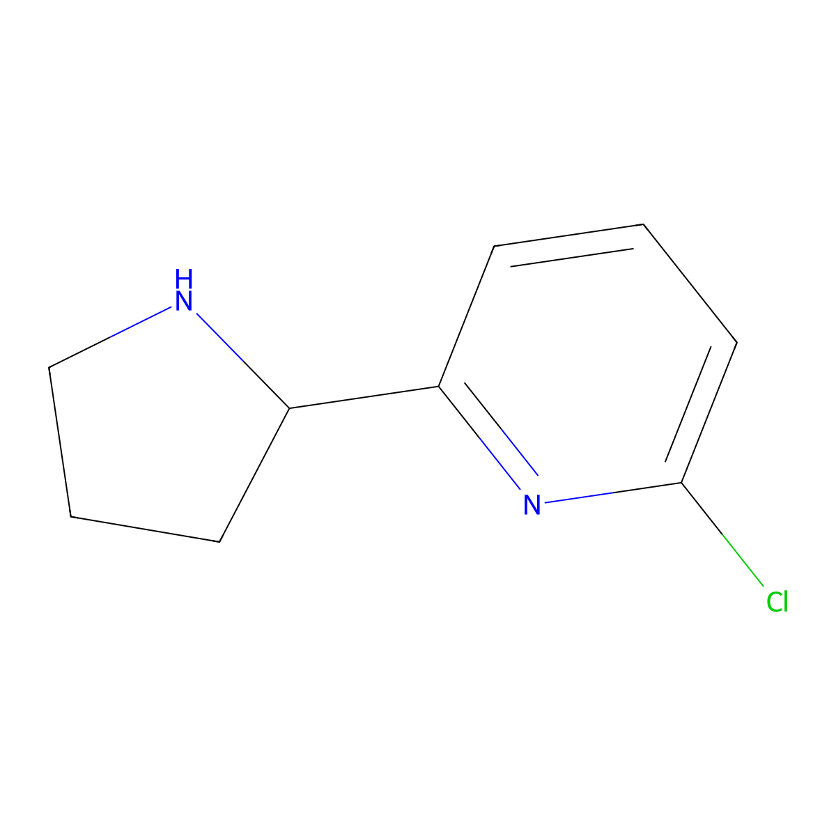2-Chloro-6-(pyrrolidin-2-YL)pyridine molecular structure, CAS 524674-59-7